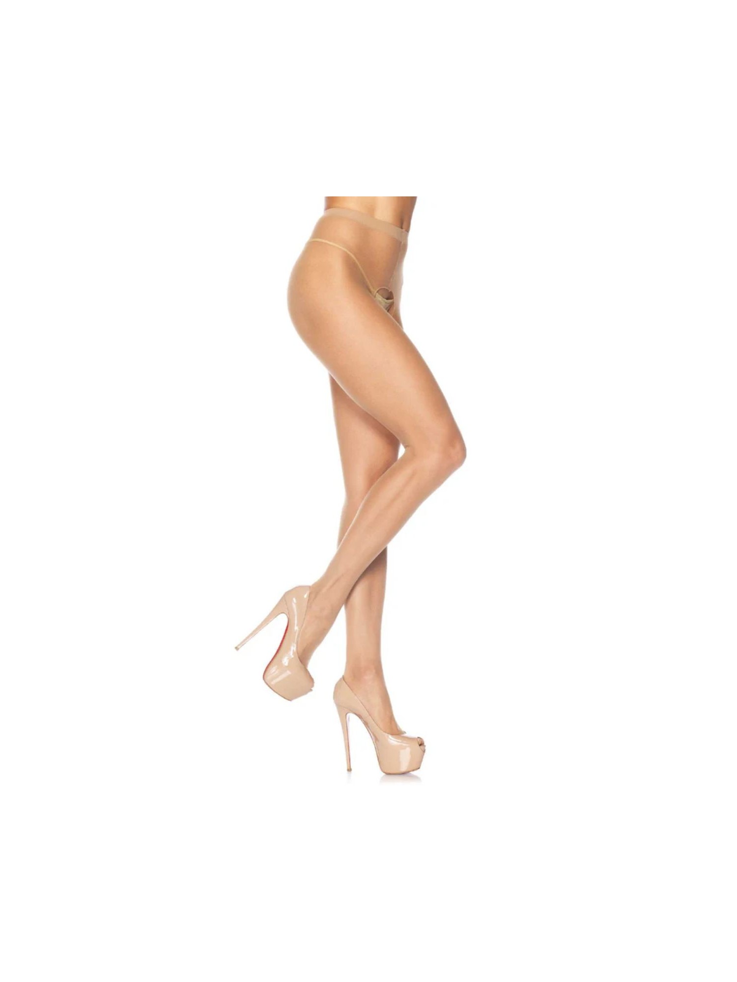 Leg Avenue – Sheer Pantyhose – Crotchless Beige