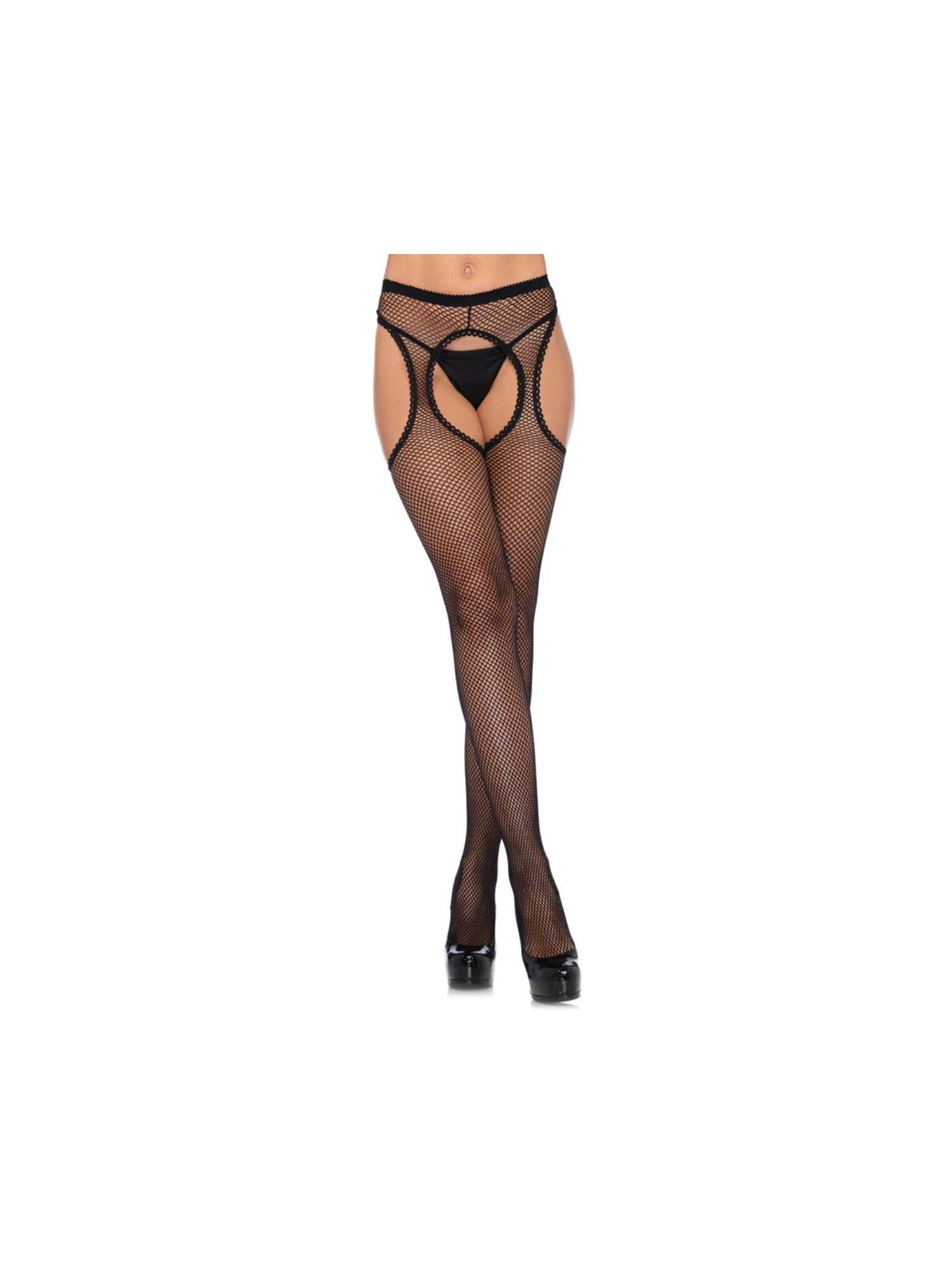 Leg Avenue - Dawn Fishnet Suspender Hose - Scallop Detail