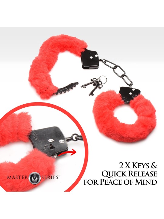 XR Brands - Cuffed in Fur Handcuffs - Red