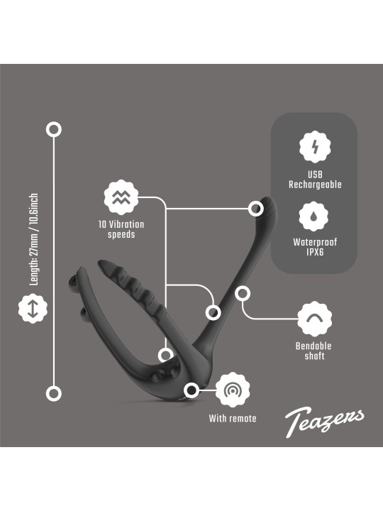 Teazers Driedubbele Prostaat Vibrator met Afstandsbediening