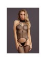 Le Desir - Jarretel Visnet Choker Bodystocking - Zwart