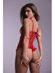 Wetlook Body met open kruis/cups Mistique-rood