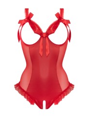 Wetlook Body met open kruis/cups Mistique-rood