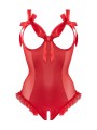 Wetlook Body met open kruis/cups Mistique-rood