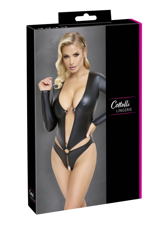 Cottelli LINGERIE – Crotchless Long Sleeve Body – Black