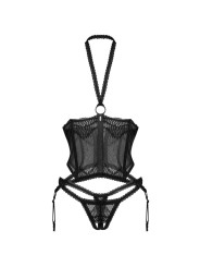 Obsessive – Cupless Corset & Crotchless Thong – Black