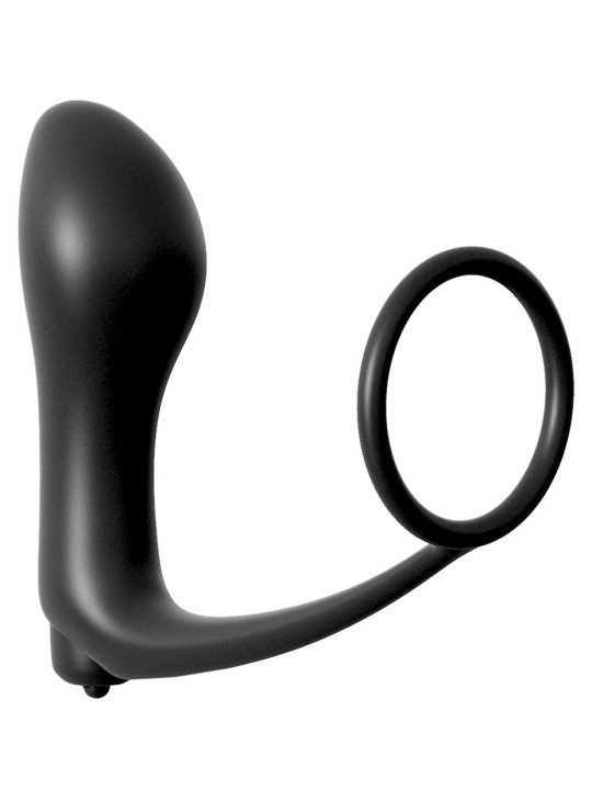 PIPEDREAM – Ass-Gasm Cock Ring with Vibrating Butt Plug – Black