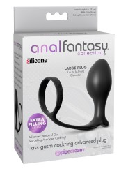 PIPEDREAM – Ass-Gasm Cock Ring with Vibrating Butt Plug – Black