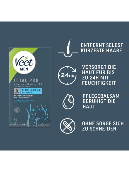 Veet Men Intim-Haarentfernungs-Set für Männer - 100 ml Tube & 50 ml Balsam