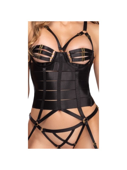 Cottelli Collection - Suspender Corset Set - Black