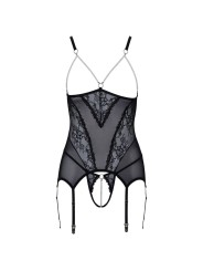 Cottelli Collection - Open Cup Lingerie Set - Black