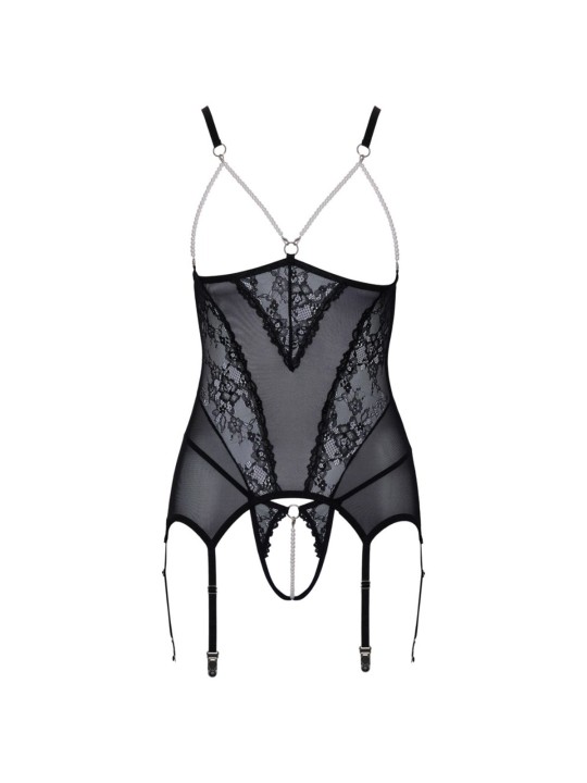 Cottelli Collection - Open Cup Lingerie Set - Black