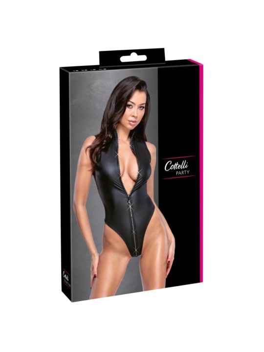 Cottelli Collection - Stringbody met Opstaande Kraag - Zwart
