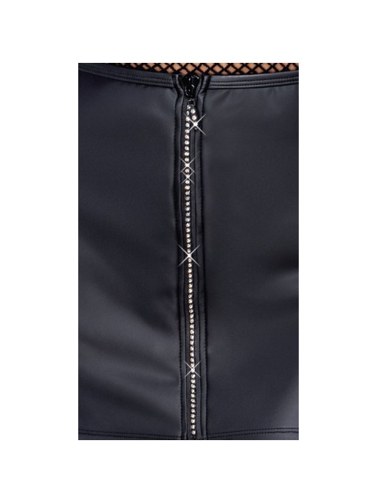 Cottelli Collection - Mini Skirt with Rhinestone Zip - Black