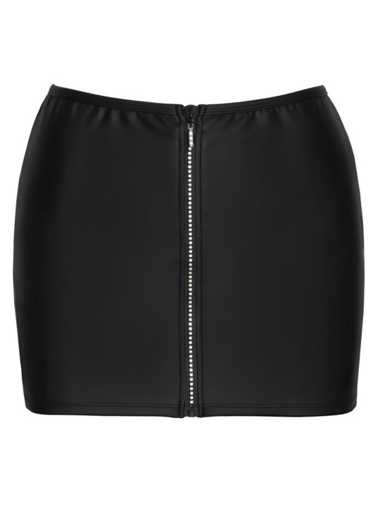 Cottelli Collection - Mini Skirt with Rhinestone Zip - Black