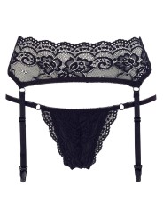 Cottelli Collection - Suspender Belt and Thong Set - Black