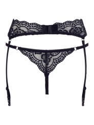 Cottelli Collection - Suspender Belt and Thong Set - Black