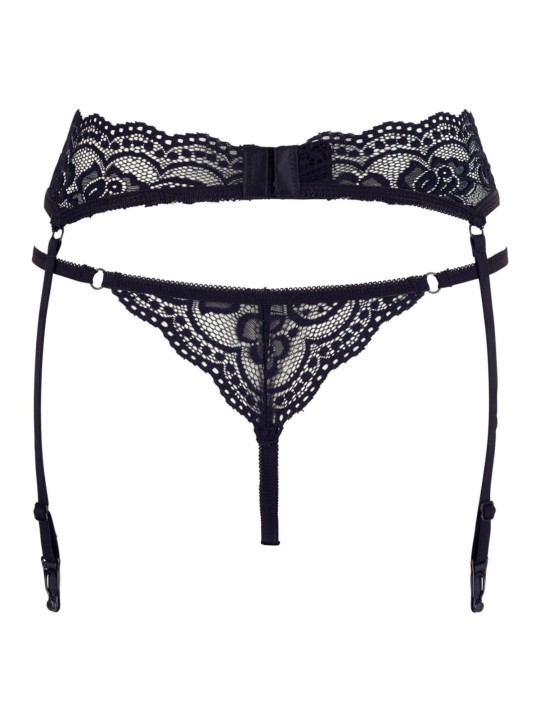 Cottelli Collection - Suspender Belt and Thong Set - Black