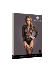 Le Désir - Bodystocking met Lange Mouwen en Korte Col - Zwart
