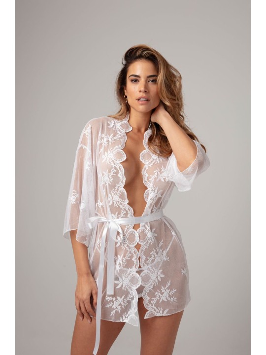 Christine - Kanten Kimono Set Flower - Wit