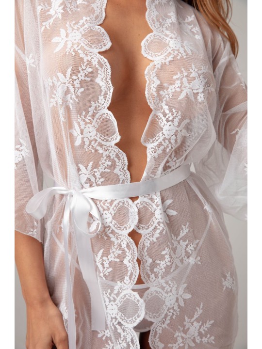 Christine - Kanten Kimono Set Flower - Wit
