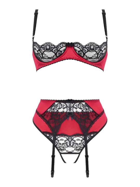 Christine - 3-pcs Open Bra Crotchless Slip Set Gush