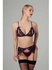 Christine - Axelle 3pc Set - Open Crotch & Cups Purple