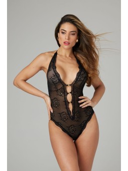 Christine - Lace open crotch body Rose