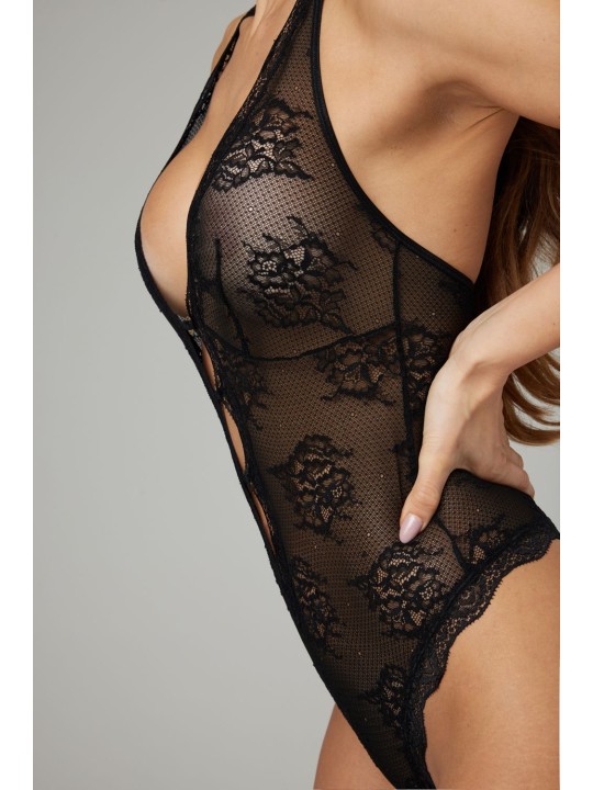 Christine - Lace open crotch body Rose