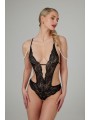 Christine - Openkruis Body met Parels Mea - Zwart
