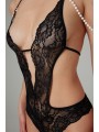 Christine - Openkruis Body met Parels Mea - Zwart