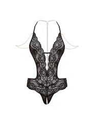 Christine - Openkruis Body met Parels Mea - Zwart
