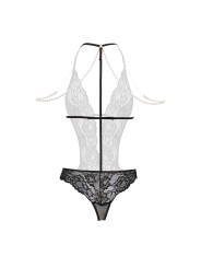 Christine - Openkruis Body met Parels Mea - Zwart