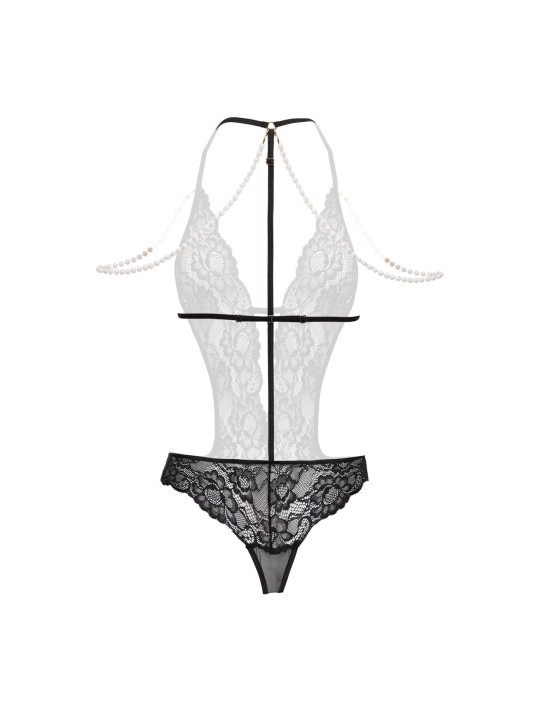 Christine - Openkruis Body met Parels Mea - Zwart
