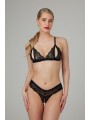Christine - Open Bh-setje met Parels en kant - Zwart