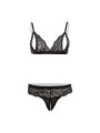 Christine - Open Bh-setje met Parels en kant - Zwart
