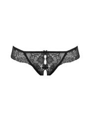 Christine - Kanten String Met Open Kruisje Marzia - Zwart