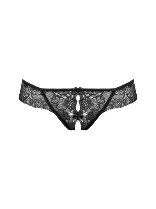 Christine - Kanten String Met Open Kruisje Marzia - Zwart