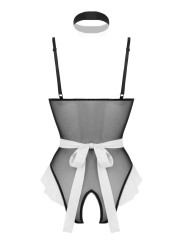 Christine - Maid Open Kruis Kostuum - Zwart/Wit