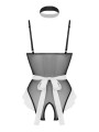 Christine - Maid Open Kruis Kostuum - Zwart/Wit