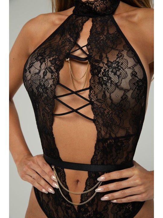 Christine - Exclusive Body with open crotch Blace - Black