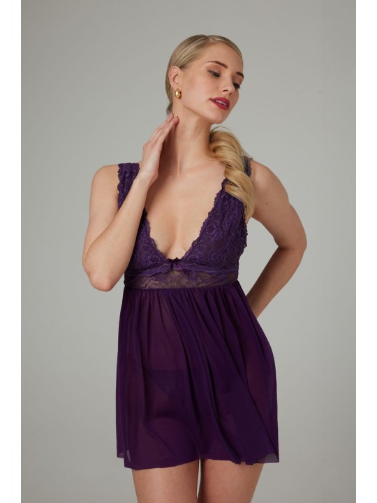 Christine - Babydoll & String Lieve - paars