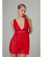 Christine - Babydoll & String Lieve - Rood
