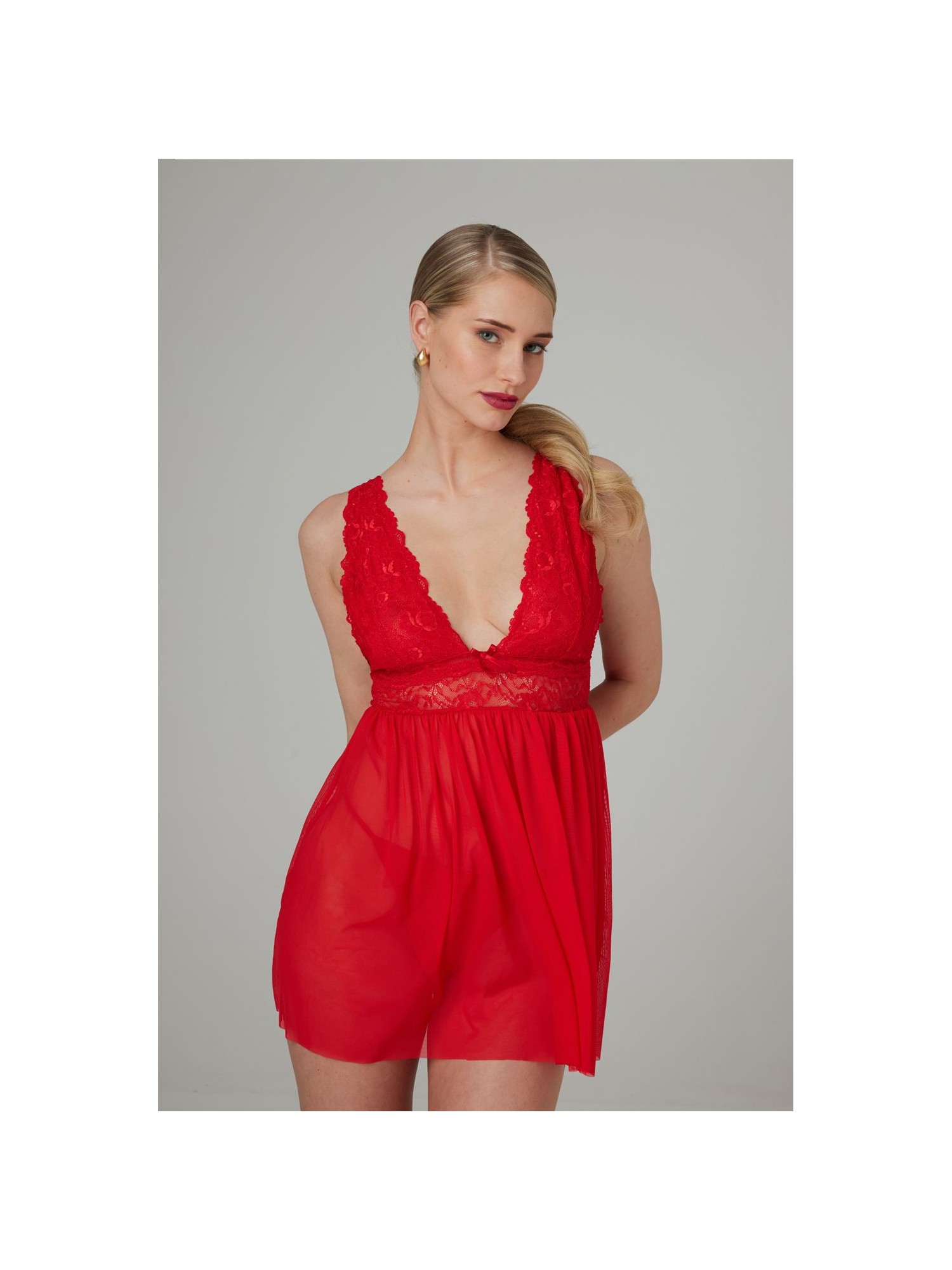 Christine - Babydoll & String Lieve - Rood
