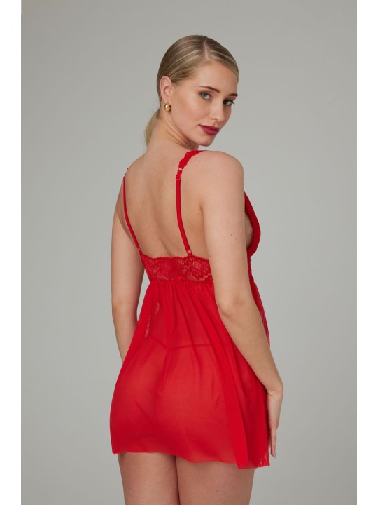 Christine - Babydoll & String Lieve - Rood