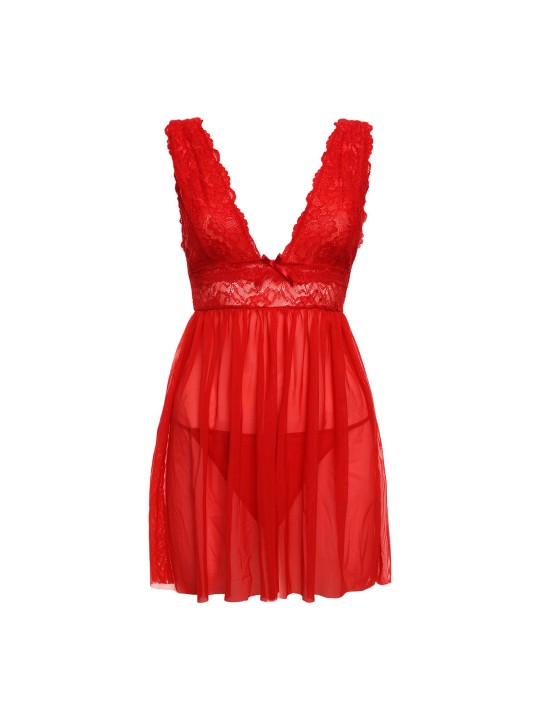 Christine - Babydoll & String Lieve - Rood
