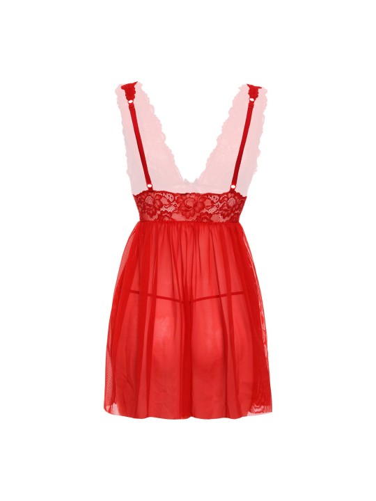 Christine - Babydoll & String Lieve - Rood