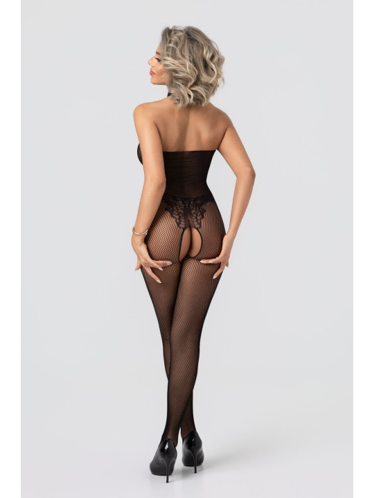 Christine - Visnet Kanten Catsuit Met Open Kruisje