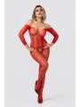 Christine - Rose Kanten Catsuit Met Open Kruisje