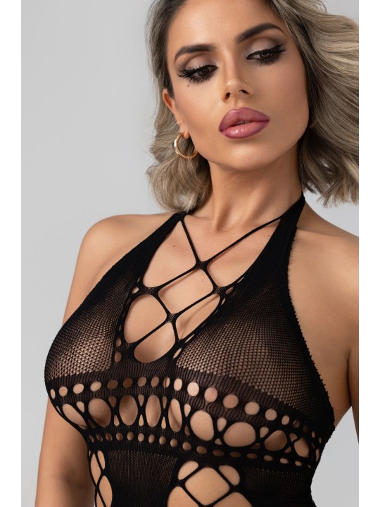 Christine - Midnight Fishnet Cut-Out Dress